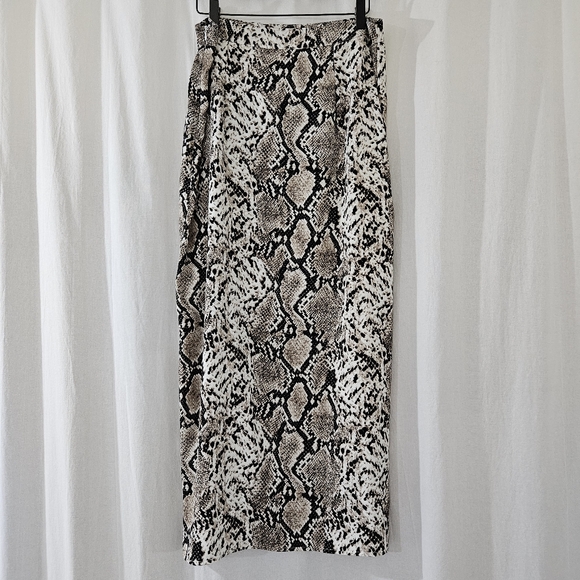 Nasty Gal Maxi Skirt in Black Brown Tan Snake Print Women’s Size 10 - Picture 2 of 3